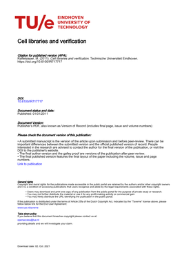 Cell Libraries and Verification