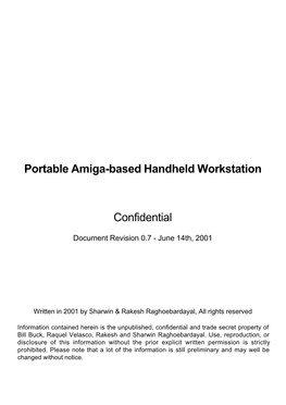 Portable Amiga-Based Handheld Workstation Confidential