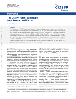 The CRISPR Patent Landscape: Past, Present, and Future