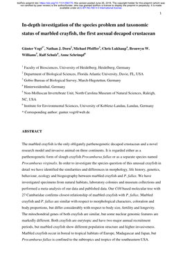 In-Depth Investigation of the Species Problem and Taxonomic Status of Marbled Crayfish, the First Asexual Decapod Crustacean