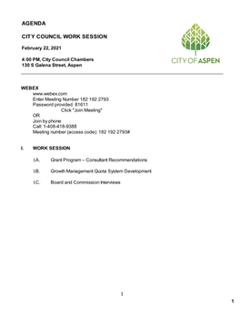 Agenda City Council Work Session