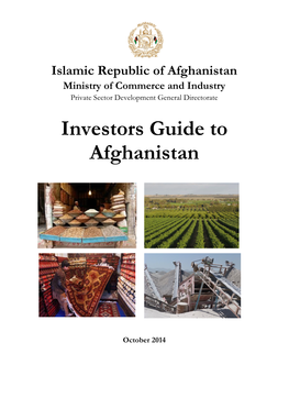 An Investors Guide for Afghanistan