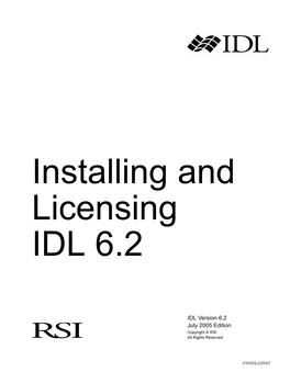 Installing and Licensing IDL 6.2