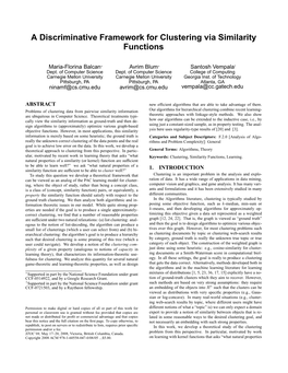 A Discriminative Framework for Clustering Via Similarity Functions