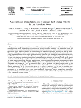 Geochemical Characterization of Critical Dust Source Regions in the American West