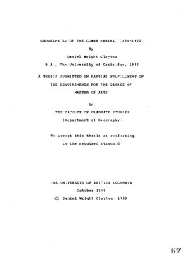 GEOGRAPHIES of the LOWER SKEENA, 1830-1920 by Daniel