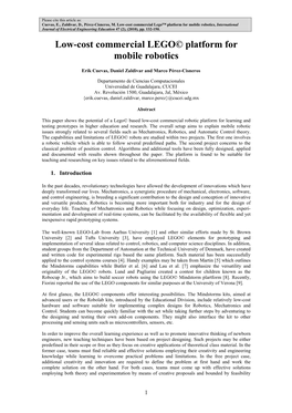 Low-Cost Commercial LEGO© Platform for Mobile Robotics
