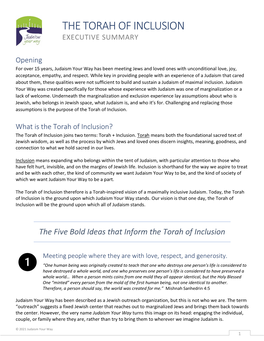 The Torah of Inclusion Executive Summary