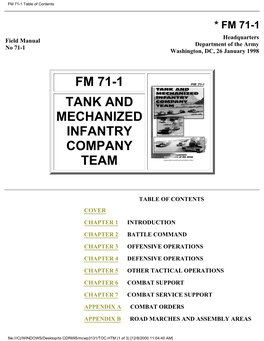 Fm 71-1 Tank and Mechanized Infantry Company Team