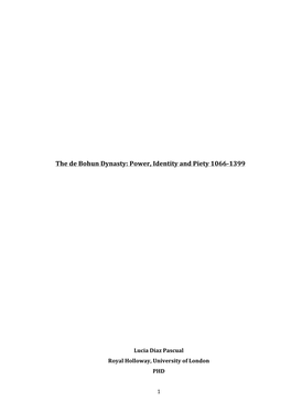 The De Bohun Dynasty: Power, Identity and Piety 1066-1399
