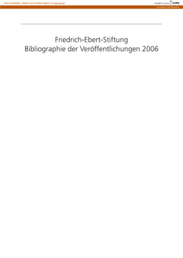 Friedrich-Ebert-Stiftung Bibliographie Der Veröffentlichungen 2006