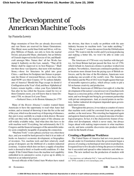 The Development of American Machine Tools