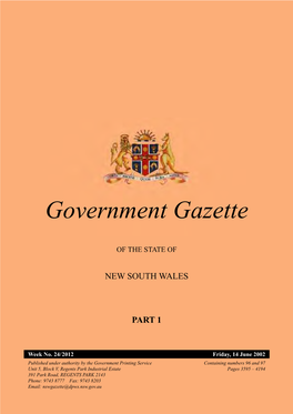 New South Wales Government Gazette Gazette