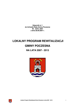 Lokalny Program Rewitalizacji Gminy Poczesna Na Lata 2007 - 2013