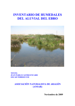 Inventario De Humedales Del Aluvial Del Ebro