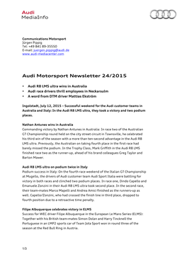 Audi Motorsport Newsletter 24/2015