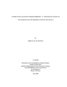 CONDE B. Mccullough's OREGON BRIDGES: a TYPOLOGICAL STUDY OF