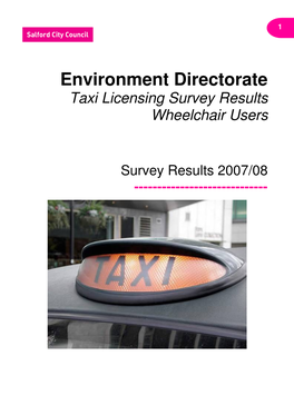 Environment Directorate Taxi Licensing Survey Results Wheelchair Users