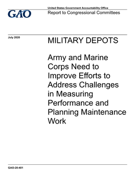 GAO-20-401, Military Depots: Army and Marine Corps Need to Improve