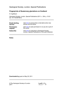 Ingólfsson, Ó. 2011. Fingerprints of Quaternary Glaciations on Svalbard