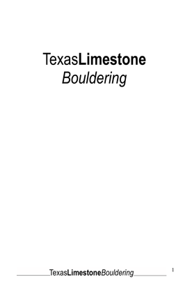 Texas Limestone Bouldering