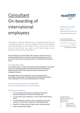Consultant On-Boarding of International Employees