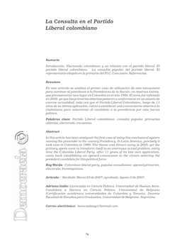 La Consulta En El Partido Liberal Colombiano