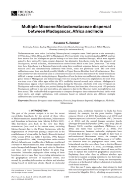 Multiple Miocene Melastomataceae Dispersal Between Madagascar, Africa and India