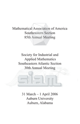 Mathematical Association of America Southeastern Section 85Th Annual Meeting
