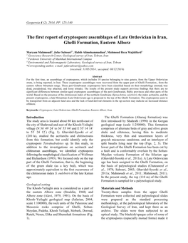 The First Report of Cryptospore Assemblages of Late Ordovician in Iran, Ghelli Formation, Eastern Alborz