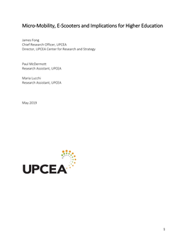 Micro-Mobility, E-Scooters and Implications for Higher Education