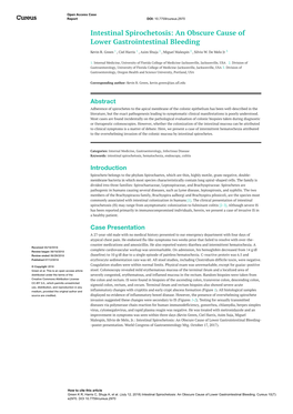 Intestinal Spirochetosis: an Obscure Cause of Lower Gastrointestinal Bleeding