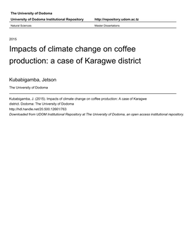 Impacts of Climate Change on Coffee Production: a Case of Karagwe District