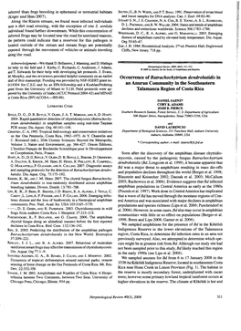 Occurrence of Batrachochytrium Dendrobatidis in an Anuran