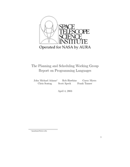 The Planning and Scheduling Working Group Report on Programming Languages