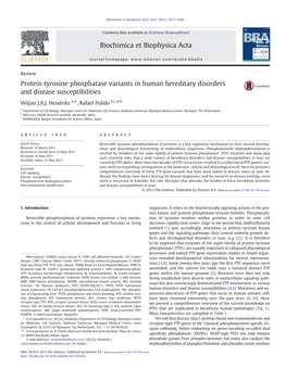 Protein Tyrosine Phosphatase Variants in Human Hereditary Disorders and Disease Susceptibilities