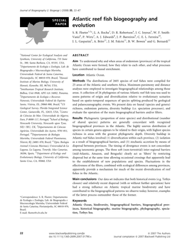 Atlantic Reef Fish Biogeography and Evolution