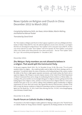 News Update on Religion and Church in China December 2011 to March 2012