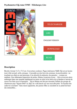 Psychometrer Eiji, Tome 5 PDF - Télécharger, Lire