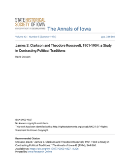 James S. Clarkson and Theodore Roosevelt, 1901-1904: a Study in Contrasting Political Traditions
