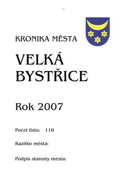 Kronika Města Velká Bystřice 2007