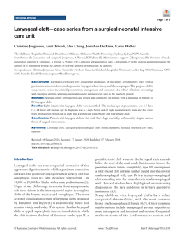 Laryngeal Cleft—Case Series from a Surgical Neonatal Intensive Care Unit