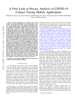 A First Look at Privacy Analysis of COVID-19 Contact Tracing Mobile