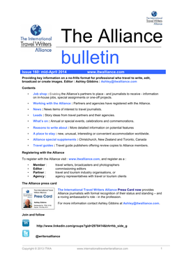 Alliance Bulletin Mid April 2014