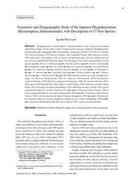 K. Watanabe: Taxonomic and Zoogeographic Study Of