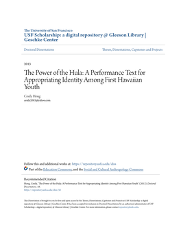 The Power of the Hula: a Performance Text for Appropriating Identity Among First Hawaiian Youth