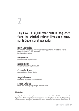 Hay Cave: a 30,000-Year Cultural Sequence from the Mitchell-Palmer Limestone Zone, North Queensland, Australia