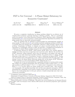 A Planar Holant Dichotomy for Symmetric Constraints∗