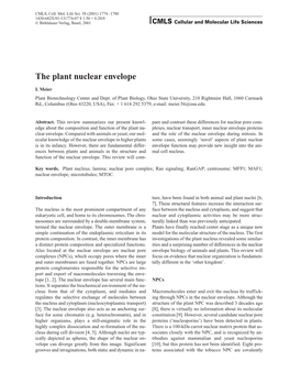 The Plant Nuclear Envelope