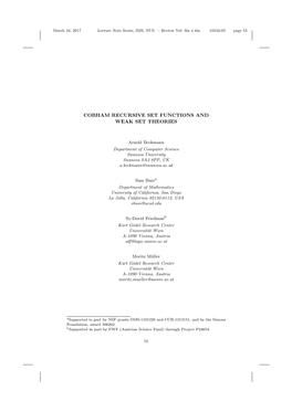 Cobham Recursive Set Functions and Weak Set Theories